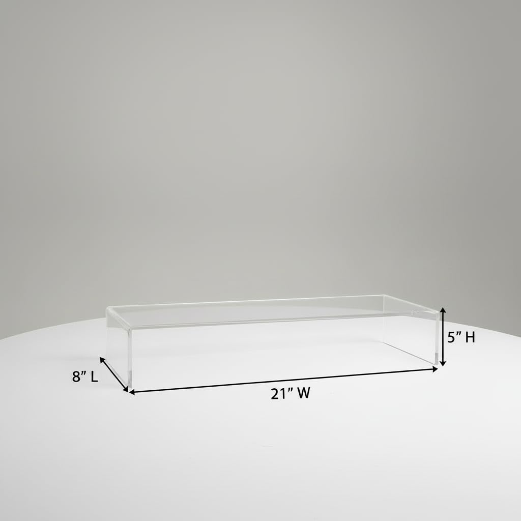 Azar 515360 Acrylic Monitor Stand Riser – Made in USA Laptop stand and Monitor Riser Acrylic Monitor Stand Riser Clear Laptop Stand for Desk Ergonomic Display Riser, Clear (21-Inch-Luxury Handcrafted)