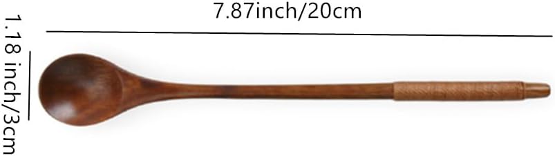Handmade Wooden Long Handle Coffee Spoon, Retro Honey Jar Stirring Spoon with Cable Tie (2 Pack)