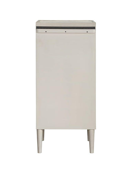 Deco 79 Wooden Geometric Washed Oval Rattan Front Armoire Jewelry 2 Door, 6 Drawer, and 32 Hook Cabinet with Mirrored Lift Top and Organizer Shelf, 20" x 18" x 47", Light Gray