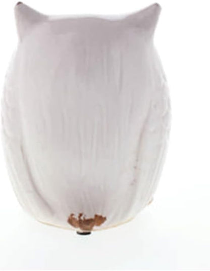 Distressed White Owl Figurine, 4.62x4.75x6.5"
