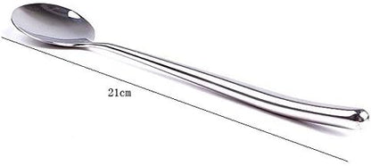 Korean Stainless Steel Rice Soup Iced Tea Spoon, Long Handle Cold Drink Spoon, Great Circle 3Pcs