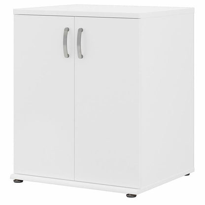 Maklaine Engineered Wood Laundry Room Cabinet, 28W x 25D x 34H, White Finish, Adjustable Shelves, 2 Doors with Euro Hinges, Freestanding Utility Storage for Laundry Room Organization
