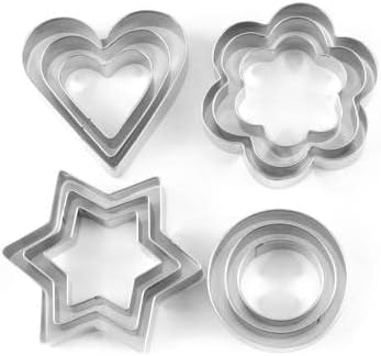 Stainless Steel Cookie Cutter Set, Star, Circle, Heart, and Flower Shapes for Baking and Cake Decoration