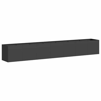 Favemtsl Large Rectangular Raised Planter Box 110.2 x 15.7 x 15.7 in Cold-Rolled Steel Matte Black Outdoor Raised Garden Bed Open Bottom for Balcony Patio Flowers Veggies