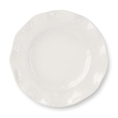 Perlette Off-White Beaded 12-Piece Dinnerware Set – Includes 4 Dinner Plates, 4 Salad Plates, 4 Bowls (7.5" x 2", 22 oz) – Elegant Unbreakable Melamine, Heavyweight, Perfect for Indoor/Outdoor Dining