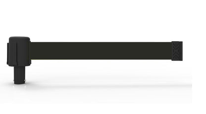 Banner Stakes Crowd Control Plus 15' Retractable Belt Barrier Stanchion Set X1 - Black Blank Banner, 22"-42" Plastic Adjustable Post, Fillable Base (PL4104)