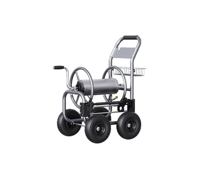 Giraffe Tools Hose Reel Cart, Hose Cart with Wheels Heavy Duty, Industrial Hose Reels for Outside, 250-Feet of 5/8" Hose Capacity, Hose Guide Pre-Installed