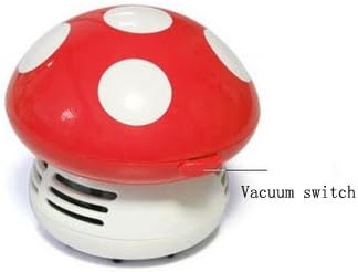 HONBAY Mini Cute Table Dust Vacuum Cleaner - Mushroom Shaped Portable Corner Desk Vacuum Cleaner (RED)