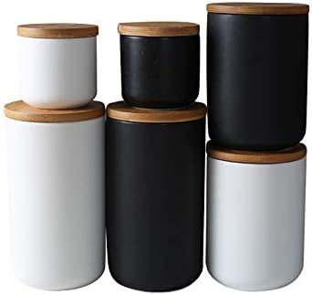 Food Storage Canister - Ceramic Kitchen Canisters with Airtight Bamboo Lid, 1000ml
