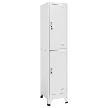 MBDRKVGF 2-Door Metal Locker Cabinet, Industrial Storage Organizer for Office, Home, Gym, Changing Room, Grey Steel Vertical Storage Unit, 70.9 Inch Tall