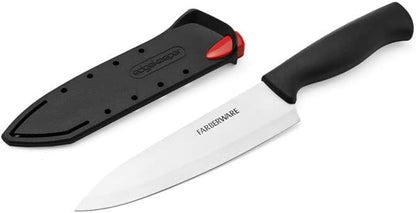 Farberware Edgekeeper 6-Inch Chef Knife, Self-Sharpening Blade Cover, Black
