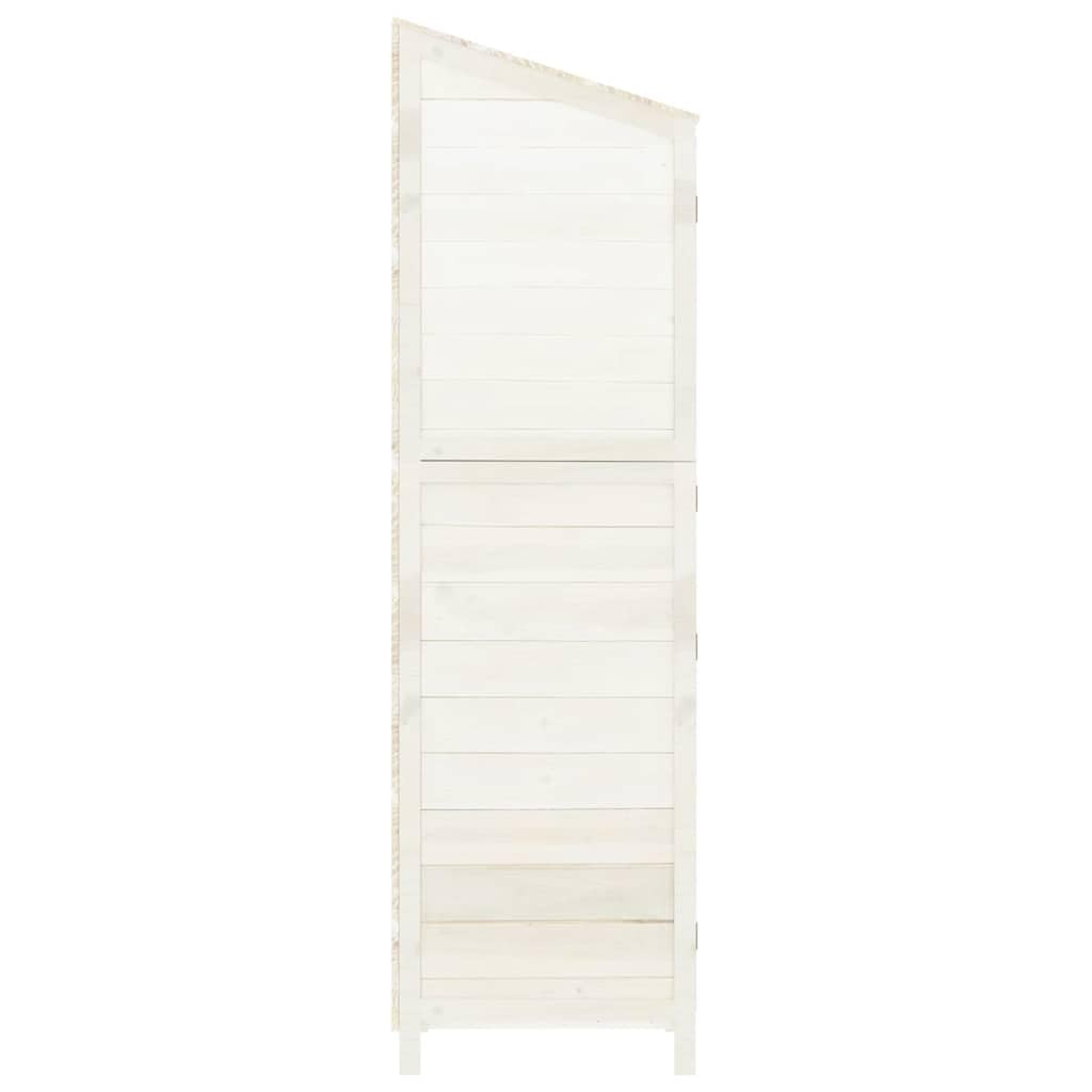 Outdoor Garden Shed, Tall Narrow Storage Cabinet, Solid Fir Wood Backyard Organization Unit for Gardening Tools, White Matte Finish, 21.7 x 21.7 x 68.7 Inches