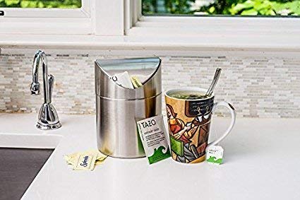 2 Packs Countertop Set, 1.5 0.40 ZHOUWHJJ Mini Brushed Stainless Steel Swing Lid Trash Can Come with Trash Bag, L /