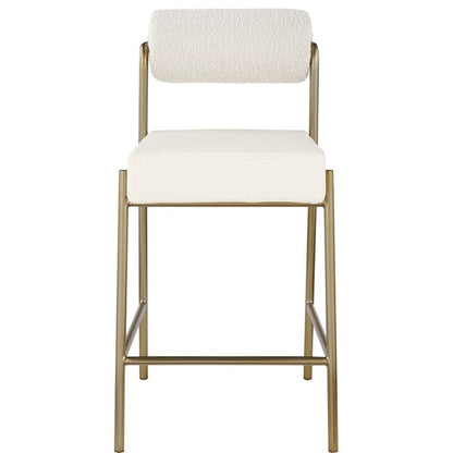 Meridian Furniture 587Cream-C Carly Collection Modern | Contemporary Vegan Leather/Boucle Fabric Upholstered Counter Stool, 19" W x 22.5" D x 37" H, Cream
