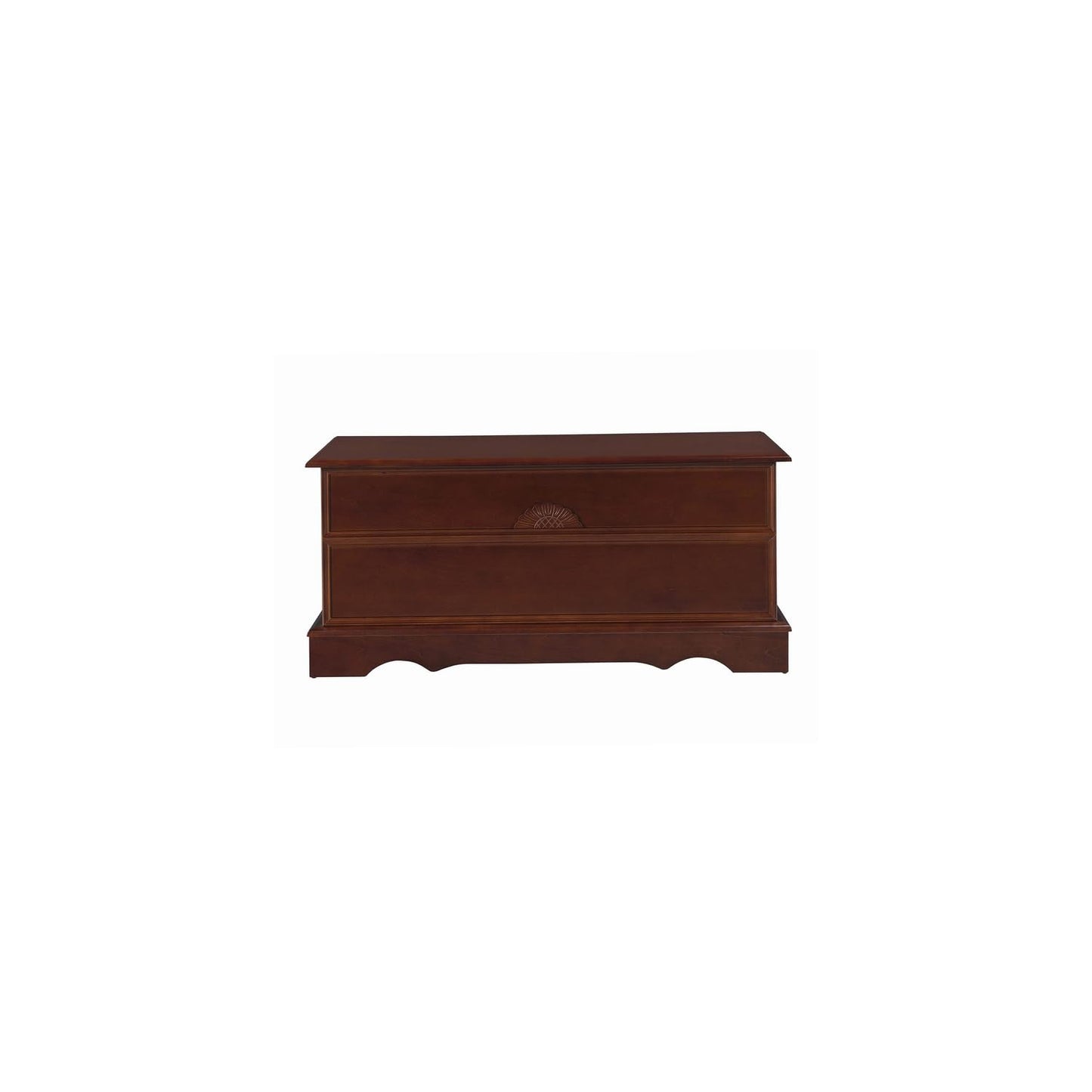 HomeStock Wooden Lift Top Chest with Carved Details - Dark Brown Storage Trunk