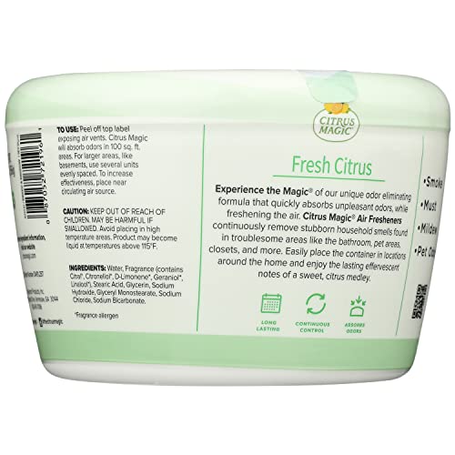 Citrus Magic Odor Absorbing Solid Air Freshener, Fresh Citrus, 20-Ounce, Pack of 2