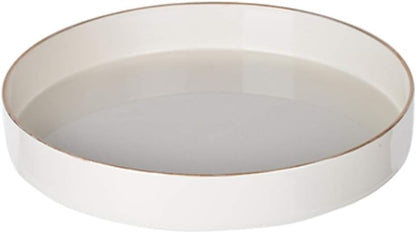 Benjara Sturdy Wooden Round Tray, White
