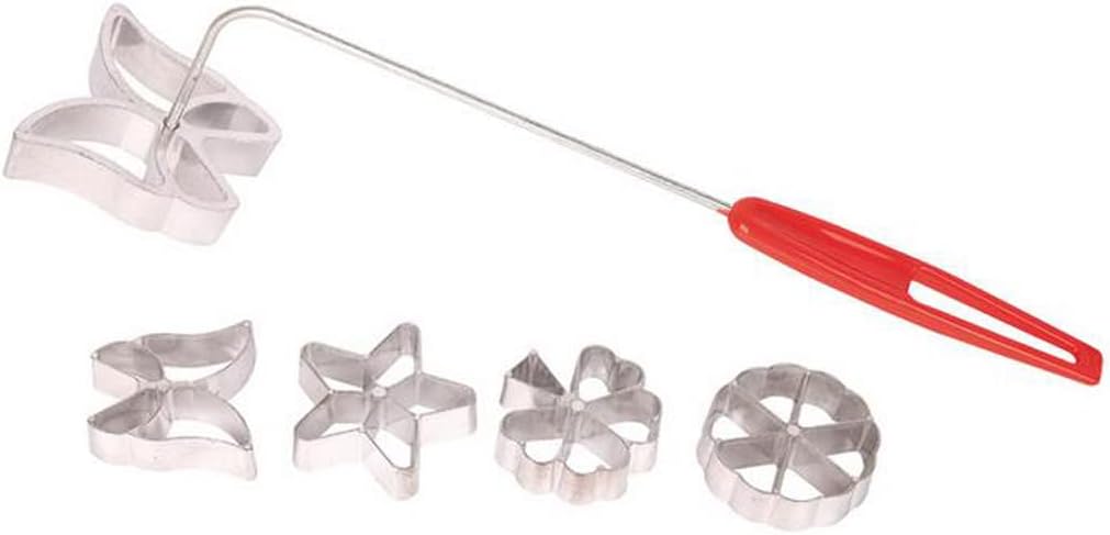 Rosette Set Waffle Molds, 4 Design Butterfly Star Tree Wheel with Lifting Tool