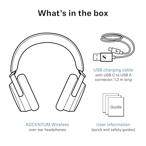 Sennheiser ACCENTUM Wireless Bluetooth Headphones Noise Cancelling - Up to 50HR Playtime, Hybrid Noise Cancelling (ANC), All-Day Comfort, Bluetooth Over Ear Headphones for School, Traveling, Black