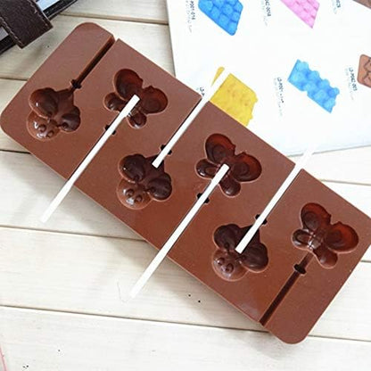 Cute 6 Even Bees and Butterflies Lollipop Silicone Mold for DIY Candy, Chocolate, Soap, Cakes, Jelly, Candle