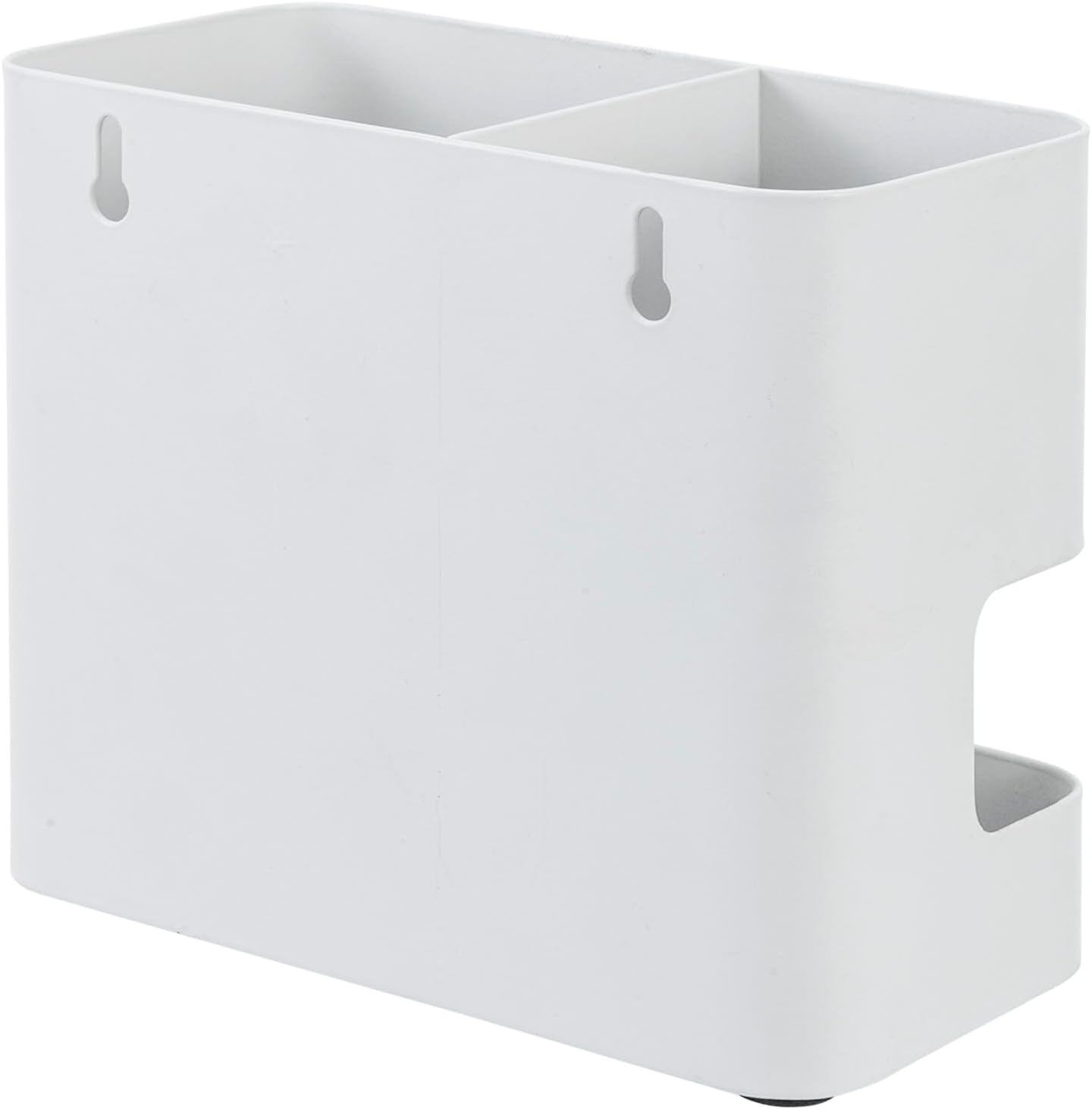 MyGift Modern Wall Mounted White Metal Hair Styling Tools Holder - 2 Slots, Salon Hot Tool Organizer Rack
