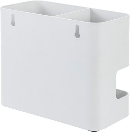 MyGift Modern Wall Mounted White Metal Hair Styling Tools Holder - 2 Slots, Salon Hot Tool Organizer Rack