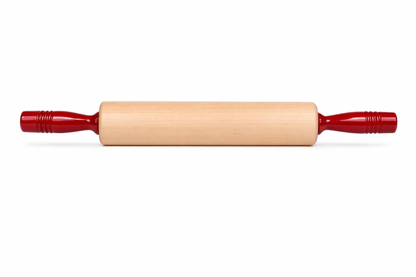 Fletchers' Mill Rolling Pin with Handles, Maple/Cinnabar - 12 inch, Professional Rolling Pins for Baking, Pasta, Pie, Cookie Dough, MADE IN U.S.A.