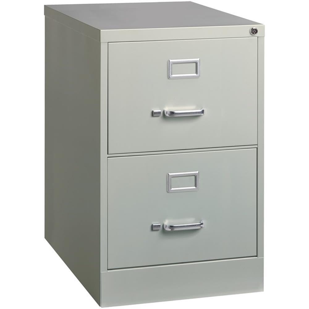 Pemberly Row 2 Drawers 28.38" Vertical Gray Metal Filing Cabinet Lockable Pre-Assembled Stationary Legal Size for Home, Office