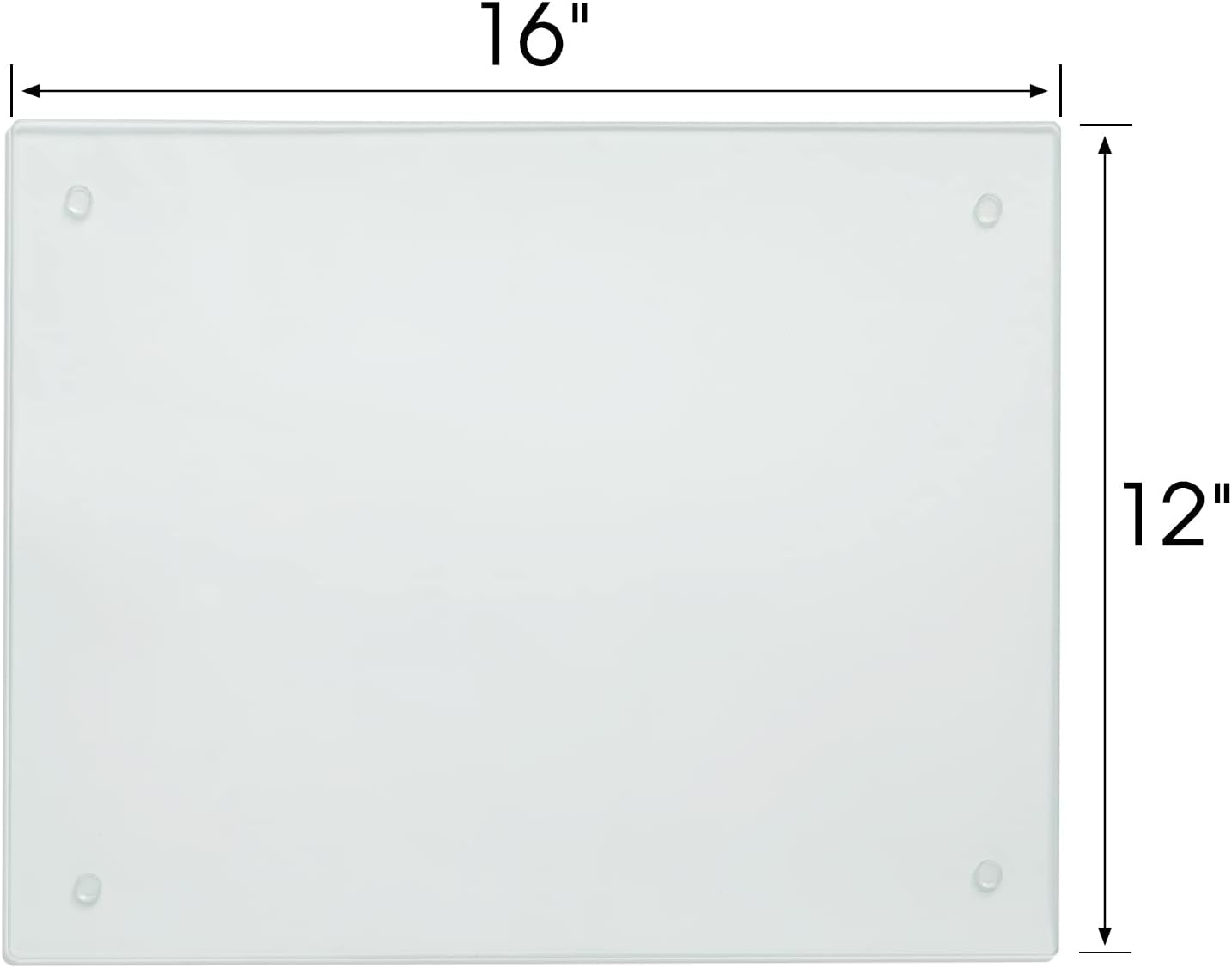 Transparent Glass Cutting Board for Kitchen Countertop, 16"x12", Rubber Non-Slip Feet, Dishwasher Safe