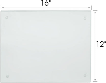 Transparent Glass Cutting Board for Kitchen Countertop, 16"x12", Rubber Non-Slip Feet, Dishwasher Safe
