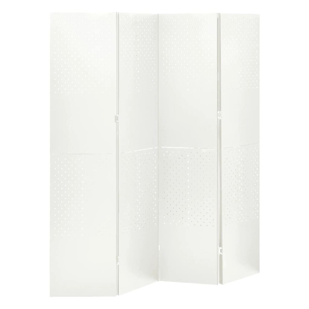Outdoor/Indoor Room Divider, Room Screen Divider Wall Protection Privacy Furniture Indoor Bedroom, 4-Panel Room Divider White 63"x70.9" Steel