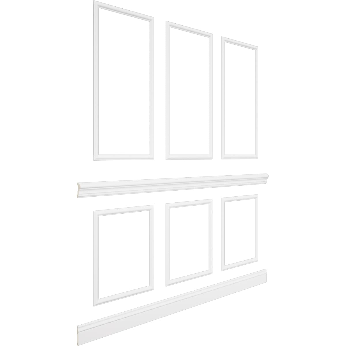 94 1/2"L (Adjustable 108"H to 132"H) Ashford Square Panel Stacked Wall Wainscot Paneling Kit
