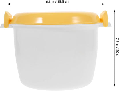 Hemoton Microwave Rice Maker, Round Microwave Food Container for Rice, Pasta, Includes Spoons
