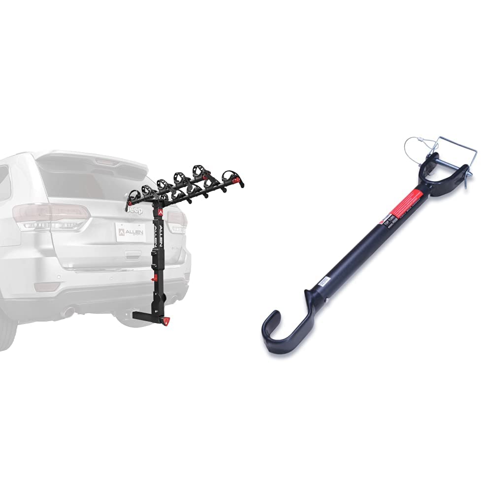 Allen Sports Premier Locking Quick Release 5-Bike Carrier for 2 in. Hitch, Model QR555 & Tension Bar Bicycle Cross-Bar Adaptor, Black, One Size