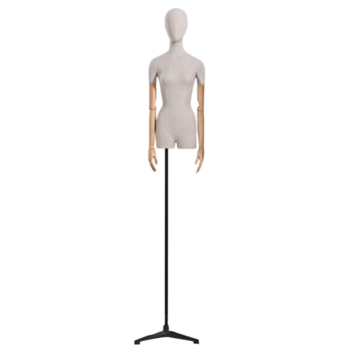 CZCZC Countertop Premium Mannequin with Metal Stand,Linen Female Mannequin,Adjustable Dress Mannequin,Flexible Form Mannequin Torso Wooden Arm Display