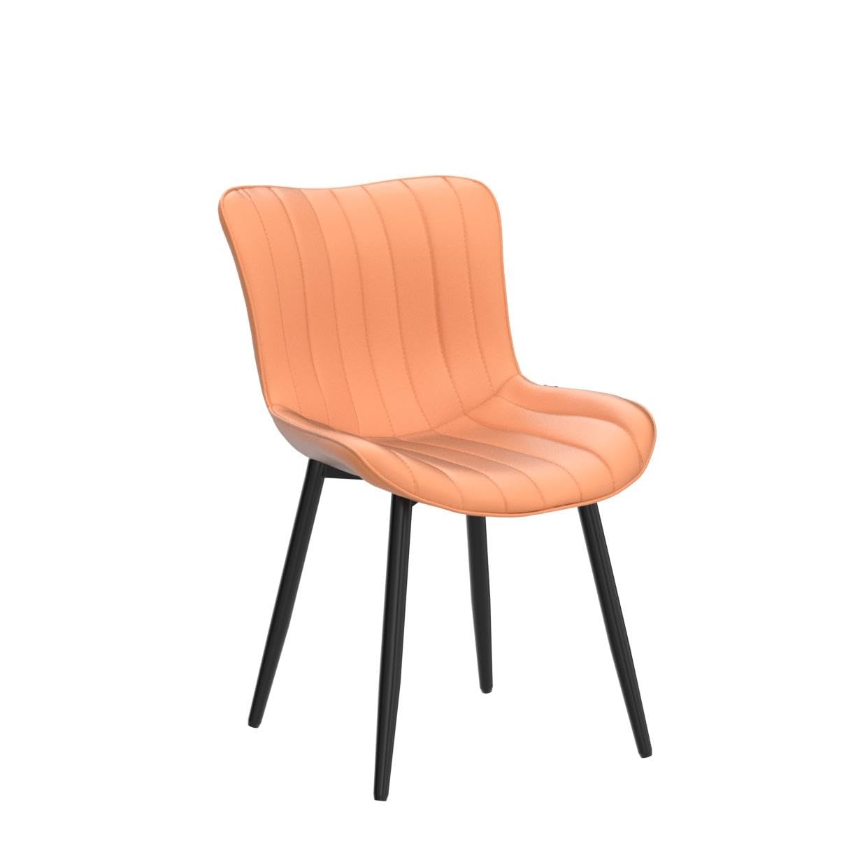 YOUNUOKE Dining Chairs Set of 2 Camel Mid Century Modern Kitchen Chairs Armless Faux Leather Upholstered Dinner Side Chair with Back for Guest Reception Living Room, Matte Orange