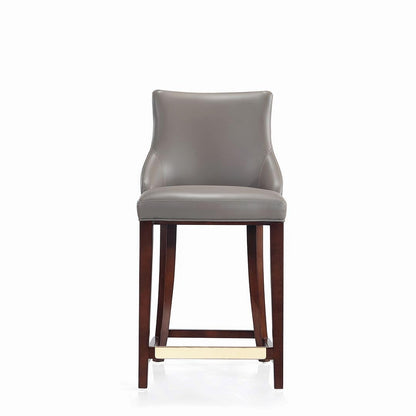 Manhattan Comfort Shubert Counter Stool with Backseat | Upholstered Leatherette, Beech Wood Legs | Perfect Bar Stool for Bar and Kitchen | Commercial Grade | Fully Assembled, Set of 1, Dark Taupe