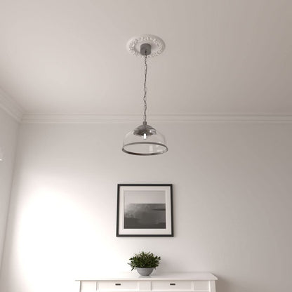 Ekena Millwork CM12RI Ribbon with Bow Ceiling Medallion, 12 1/4"OD x 7 1/2"ID x 7/8"P, Primed