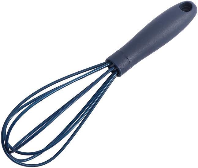 Navy Blue Silicone Whisk, Colorful Mini Whisks, Multifunctional Manual Egg Beater Mixer for Blending, Whisking, Stirring