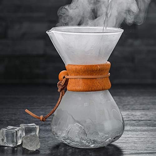 Pissente 400ml Pour Over Coffee Maker, High Temperature Resistant Glass Dripper with Stainless Steel Filter