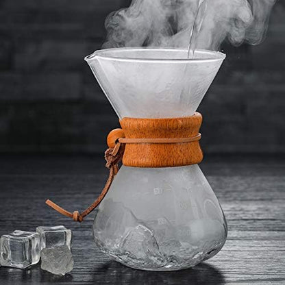 Pissente 400ml Pour Over Coffee Maker, High Temperature Resistant Glass Dripper with Stainless Steel Filter