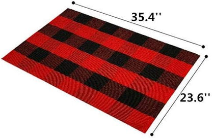 Ukeler Christmas Buffalo Check Rug, 2'×3' Machine Washable Buffalo Plaid Doormat for Front Porch/Kitchen