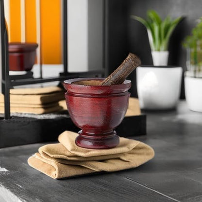 Thai Mortar Pestle Grinding Cookware, 5 inch, Thai Food Menu Recipe Kitchen Tool