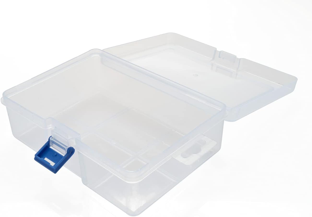 CHILDHOOD 2 Pack Clear Plastic Clip Box, Small Crayon Box Containers with Lids, 6.5 x 4.5 Inches