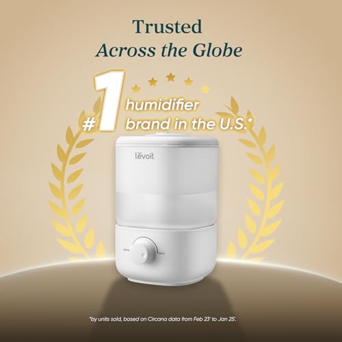 LEVOIT Humidifiers for Bedroom, Quiet (3L Water Tank) Cool Mist Top Fill Essential Oil Diffuser with 25Watt for Home Large Room, 360° Nozzle, Rapid Ultrasonic Humidification for Baby Nursery and Plant