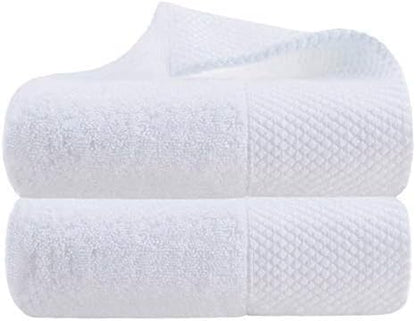 Lin Cotton Hand Towels, Soft & Highly Absorbent for Bathroom, White 2 Pack, 14 x 30 Inch