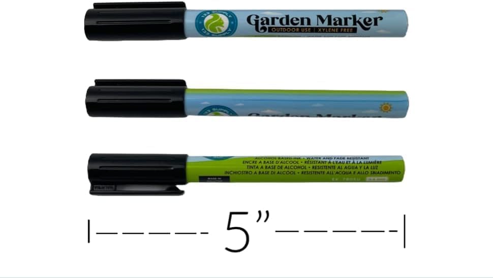 133 SUPPLY 6 Pack 0.8mm) Garden Marker Pen Permanent Markers Black (UV Fade Resistant Marker Pens for Plant Markers