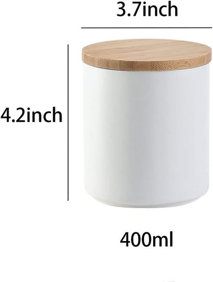 Pure Color Sugar Bowl, Candy Dish Storage Pot with Wooden Seal Lid
