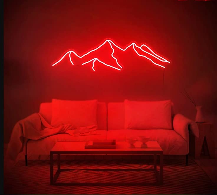 LED Decorative Lights USB Mountains Sunrise Sunset Led Neon Signs Home Decoration Wall Art Holiday Gift Brightness Adjustable 16.5''x11.8''
