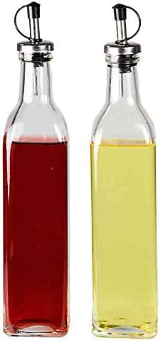 TopNotch Outlet 2-Piece Set Oil and Vinegar Dispensers - Oil and Vinegar Glass Bottle - Form Meets Function in These